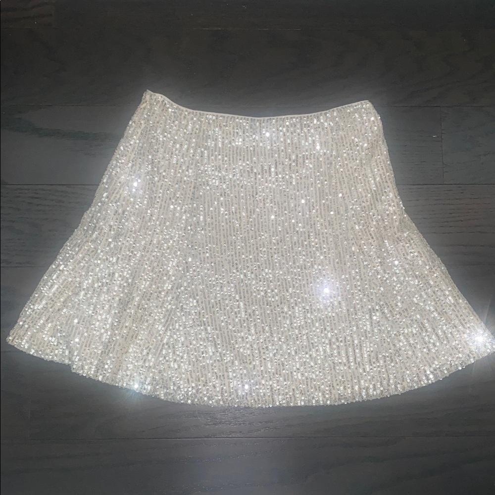 Gold Sequin Flared Skirt